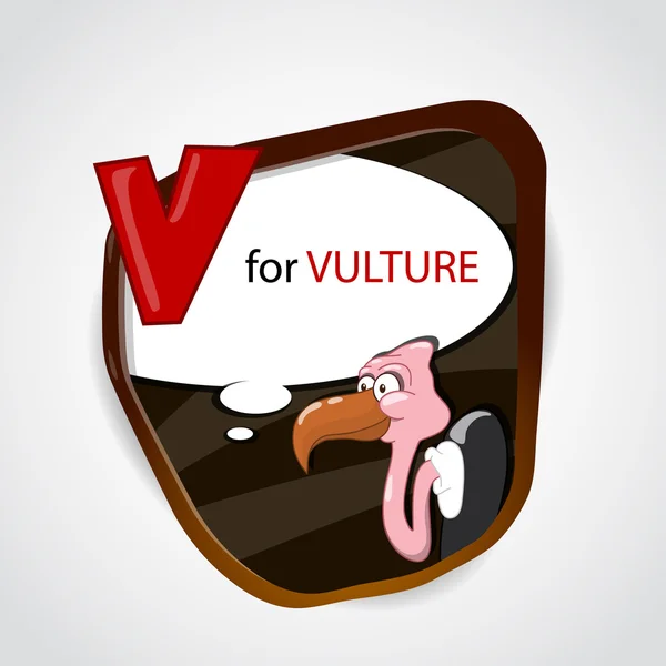 Cartoon Vulture Alphabet Letter V — Stock Vector