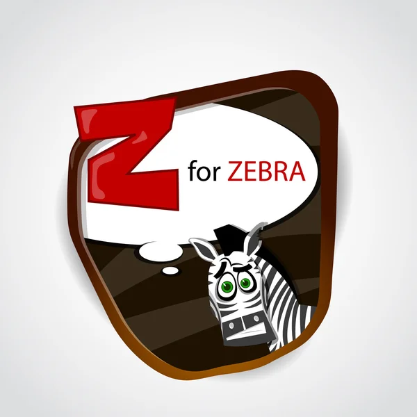 L'alfabeto inglese del tema animale. Z per Zebra. Illustrazione vettoriale — Vettoriale Stock