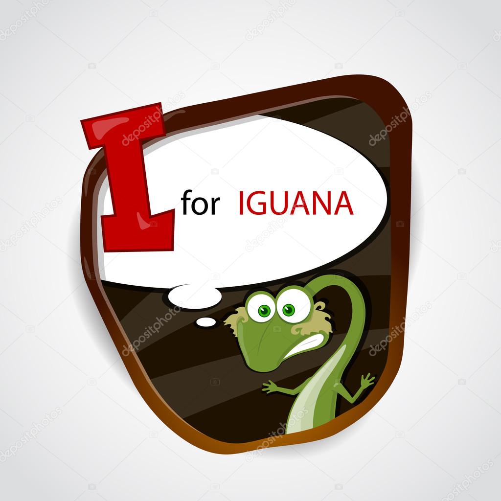 The English alphabet of animal theme. I for Iguana. Vector illustration