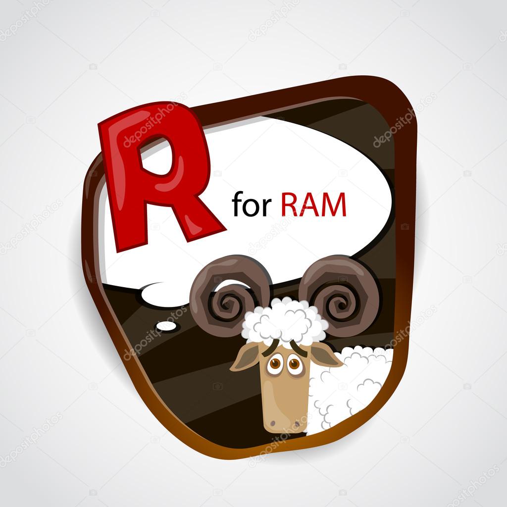 The English alphabet of animal theme. R for Ram. Vector ...