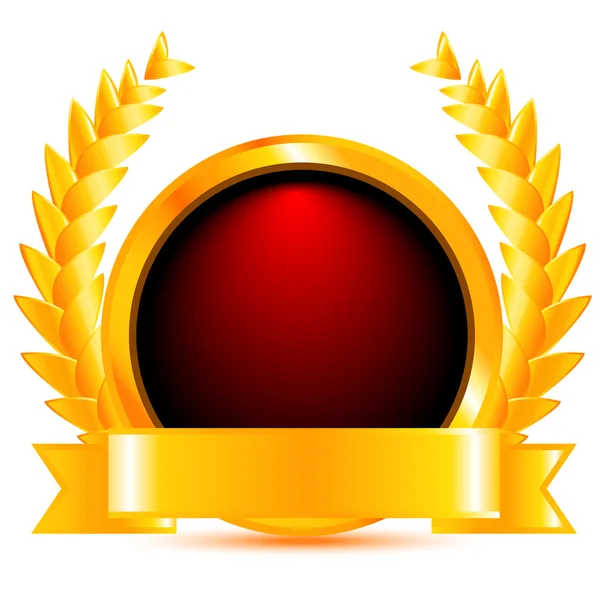 Badge en or avec couronne en or. Illustration vectorielle — Image vectorielle
