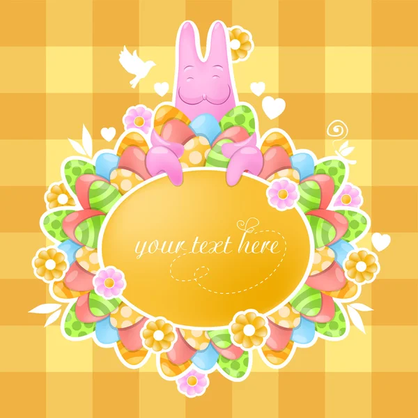 Różowy królik na temat Wielkanocy — Wektor stockowy