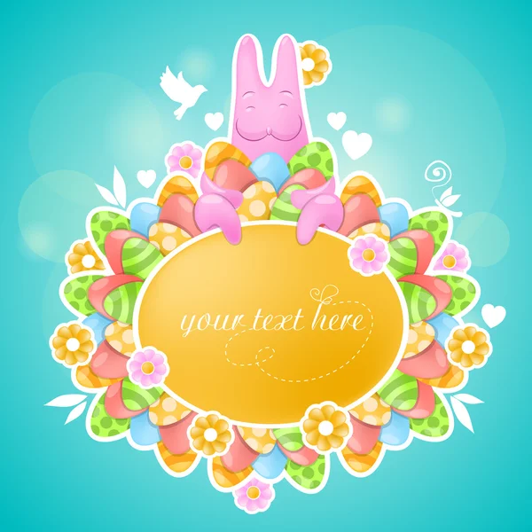 Conejo rosa sobre el tema de Pascua — Vector de stock