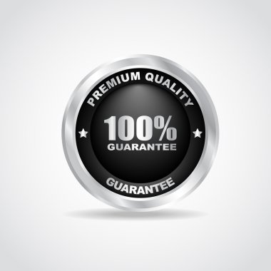 etiqueta plateada. calidad premium. garantía de 100. ilustración vectorial