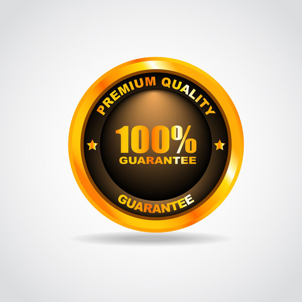 Gold label. Best choice. 100 guarantee. Vector illustration
