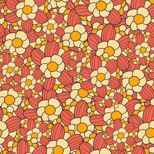 Padrão sem costura floral em estilo retro. Ilustração vetorial — Vetor de Stock