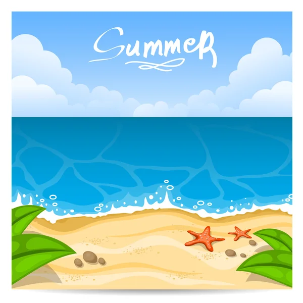 Spiaggia estiva. Illustrazione vettoriale — Vettoriale Stock