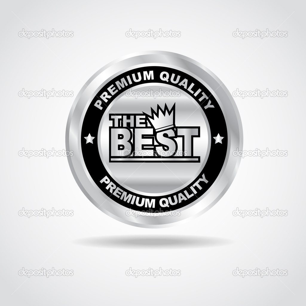 Silver label. Premium quality. 100 guarantee. Vector illustration