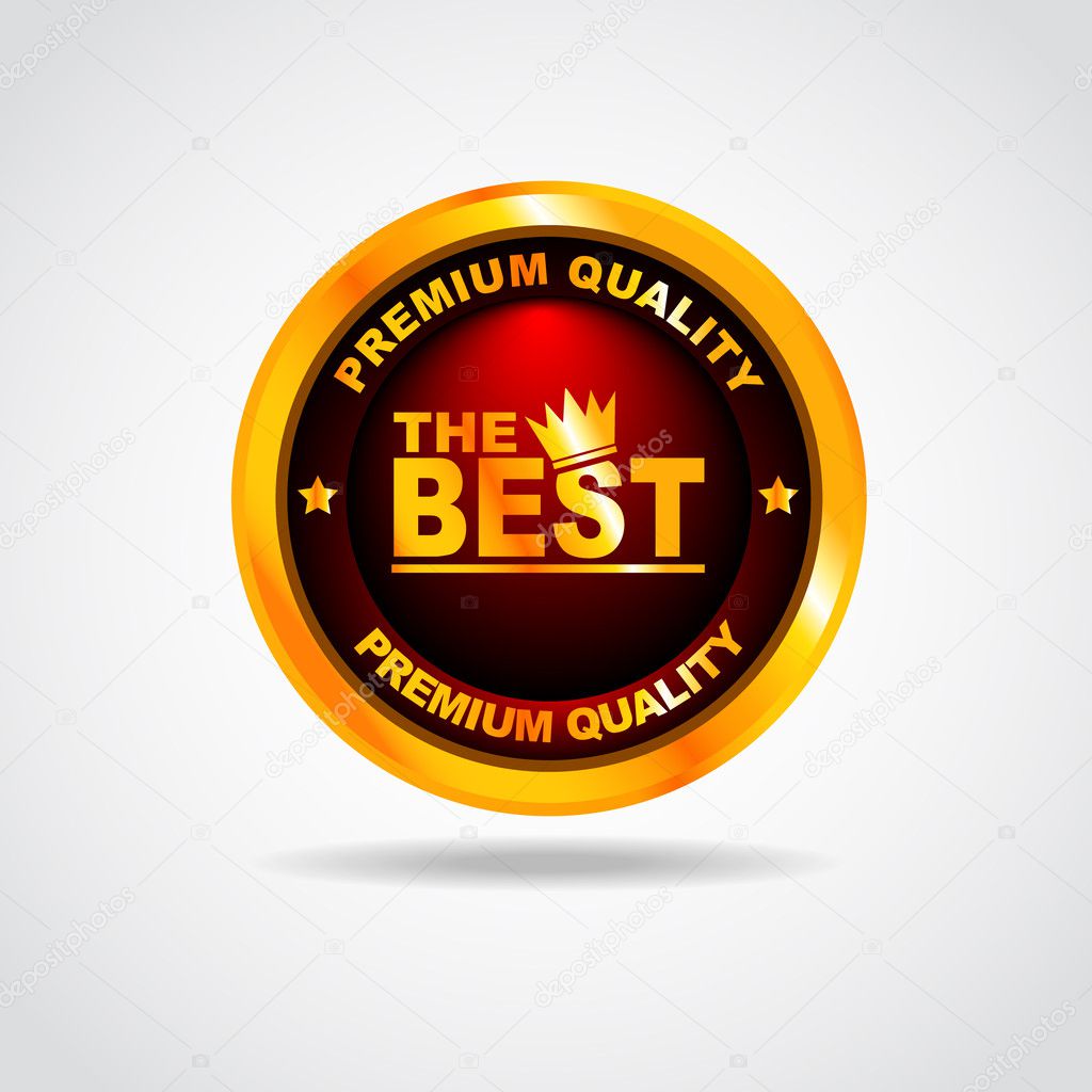Gold label. Premium Quality. Vector illustration