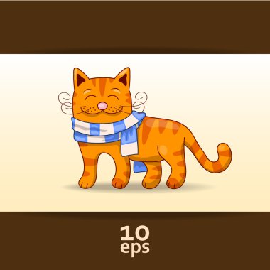 Kırmızı kedi komik. vektör çizim