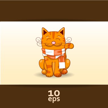 Kırmızı kedi komik. vektör çizim