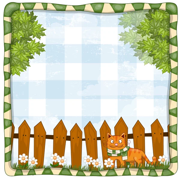 De achtergrond van de zomer met een rode kat. vectorillustratie — Stockvector