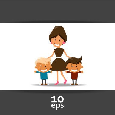 Happy mother and children clipart