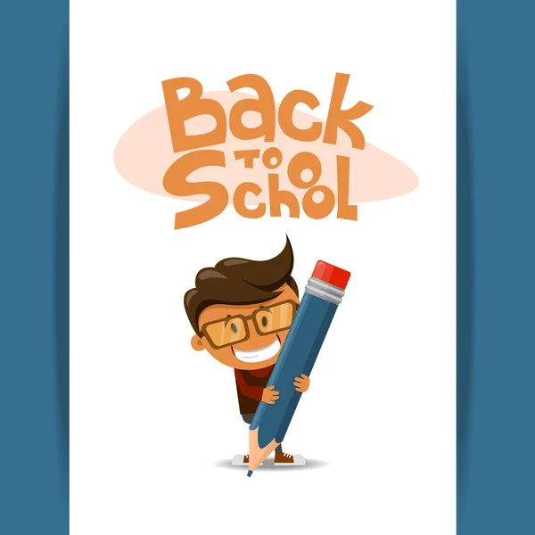 The cheerful boy with a pencil. Vector illustration — Stock Vector