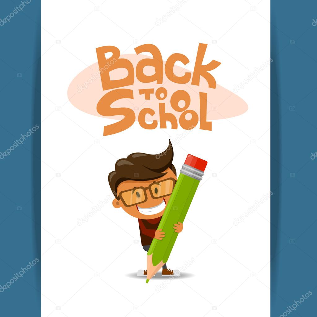 The cheerful boy with a pencil. Vector illustration