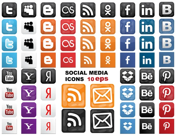 Iconen van sociale media — Stockvector