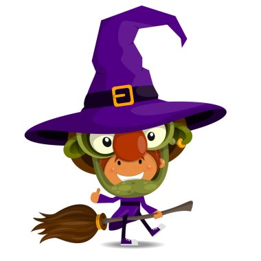 neşeli kız ile bir takım elbise cadı