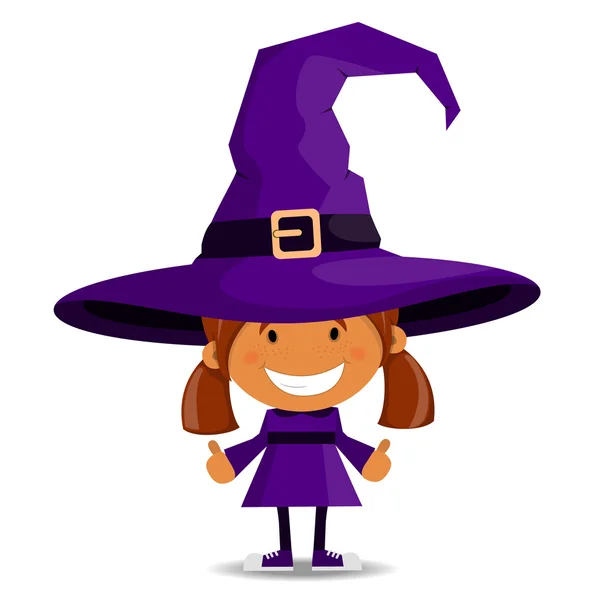 The cheerful girl in a suit of the witch — Stock Vector