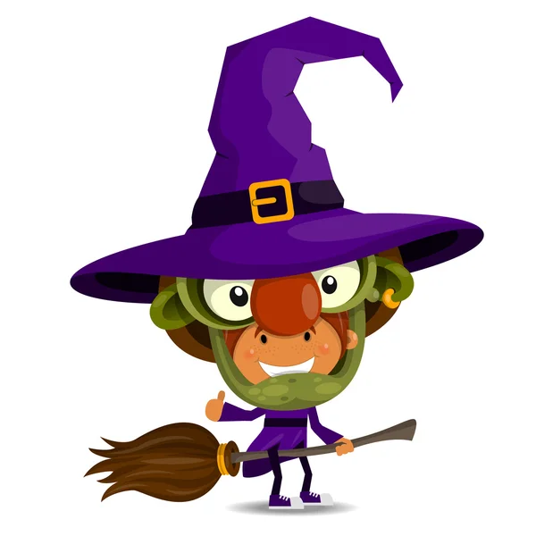 The cheerful girl in a suit of the witch — Stock Vector