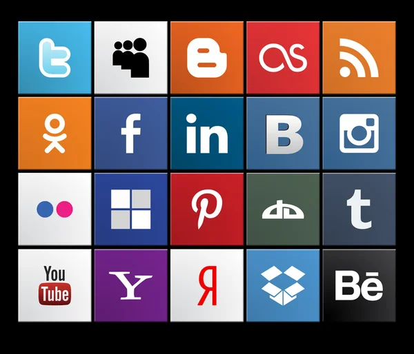 Ikoner för sociala medier. vektor illustration — Stock vektor