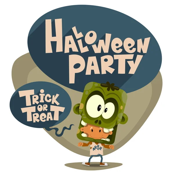 Fiesta de Halloween. Niños en trajes . — Vector de stock