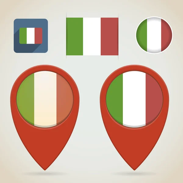 Marqueurs de carte rouge. Thème drapeau italien — Image vectorielle