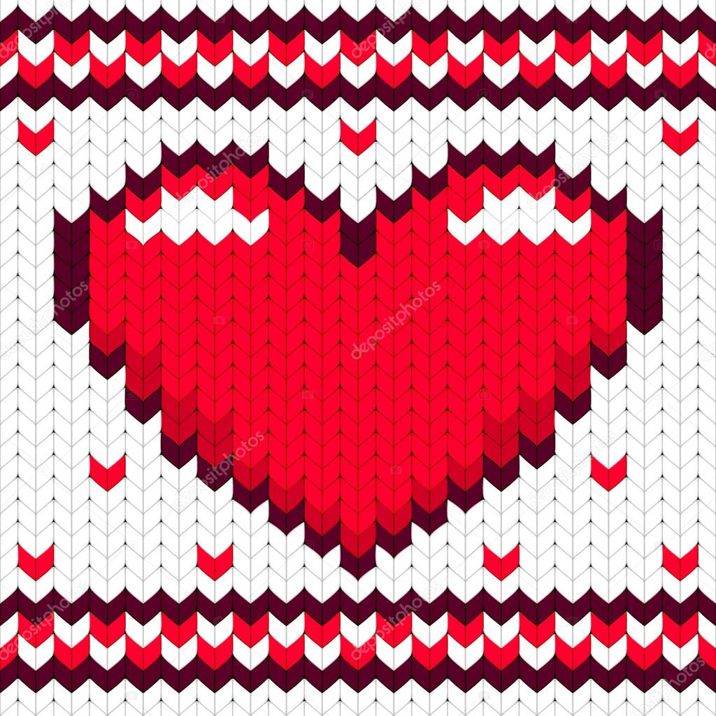 Knitted pattern of Valentines day theme