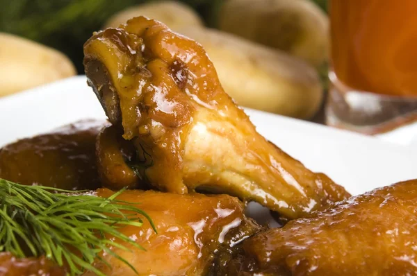 Roast chicken with honey — Stock Photo, Image