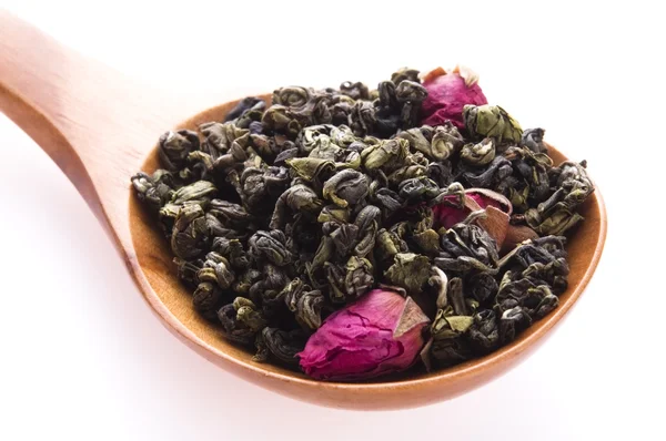 Green tea whit rose — Stock Photo, Image