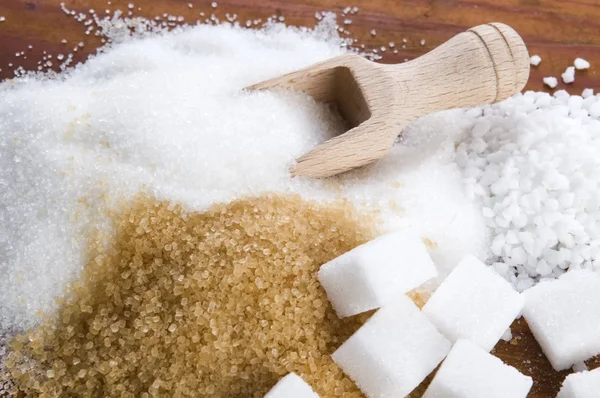 Různé druhy cukru zblízka — Stock fotografie