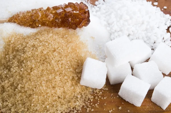 Différents types de sucre en gros plan — Photo