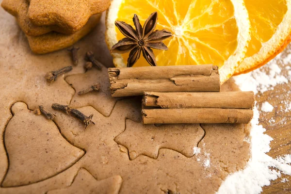 Baking ingredients for Christmas gingerbread — Stock Photo, Image