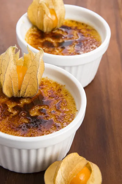 French dessert - cream brulee, burnt cream — Stock Photo, Image