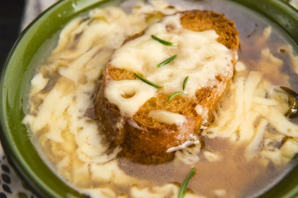 French onion soup with ingredients — Stock Photo, Image