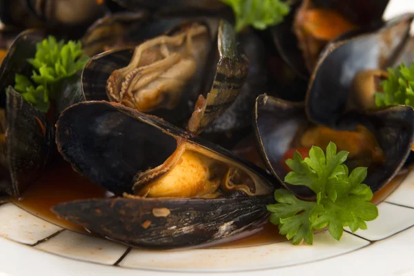 Almejas en salsa de tomate — Foto de Stock