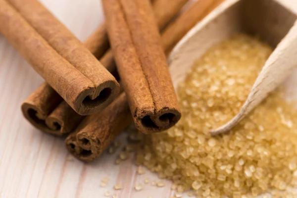 Cinnamon with brown sugar — Stock Photo, Image