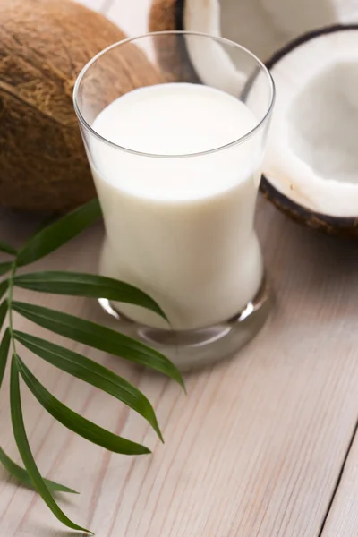 Fruta de coco com leite de coco — Fotografia de Stock