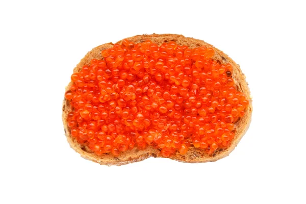 Sanduíche de caviar isolado sobre fundo branco — Fotografia de Stock