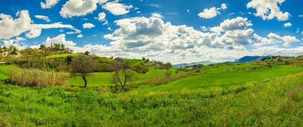 Prados e colinas verdes — Fotografia de Stock