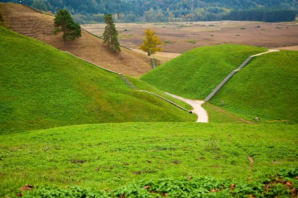 Hills and stairs in the village Kernave — Stock Photo, Image