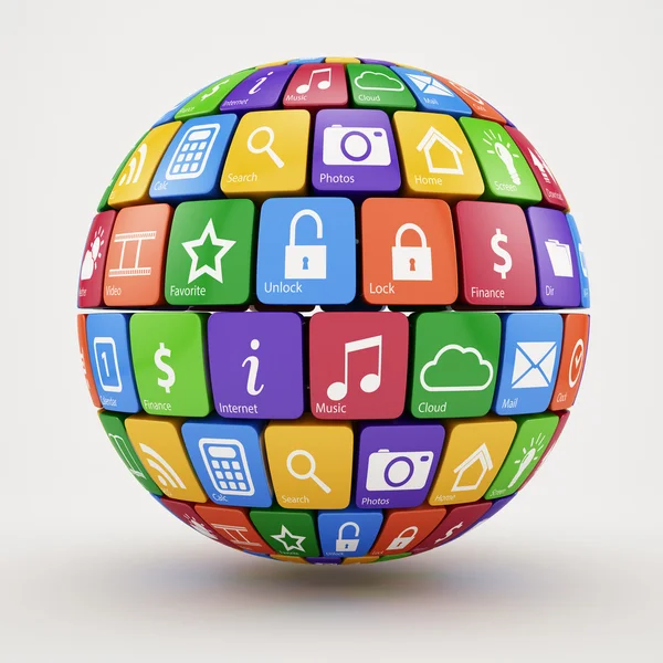 Colorful social media sphere — Stock Photo, Image