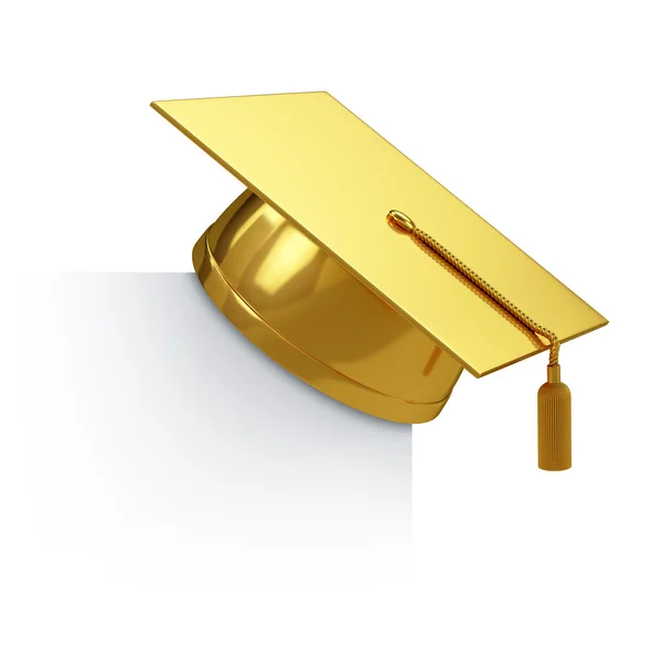 Graduation cap golden — Stock Photo, Image