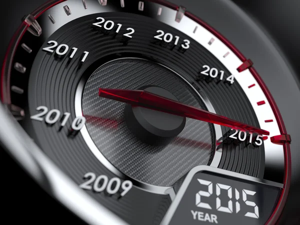 2015 year car speedometer — Stock Photo, Image