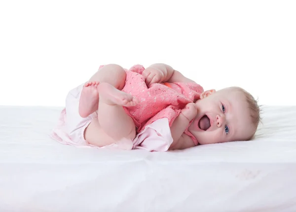 Bebé-niña en vestido rosa — Foto de Stock