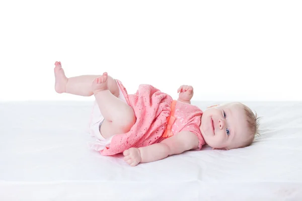 Bebé-niña en vestido rosa — Foto de Stock