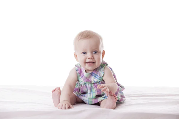 Pequeña linda niña en vestido , — Foto de Stock