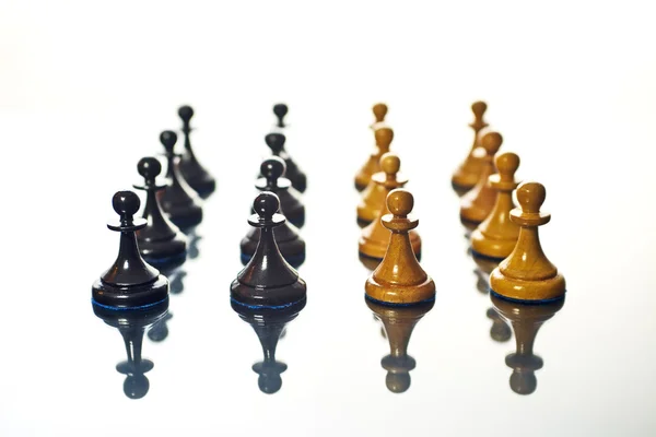 Black and white chess pawns — Stock Photo, Image