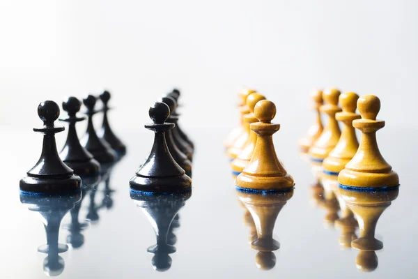 Black and white chess pawns — Stock Photo, Image