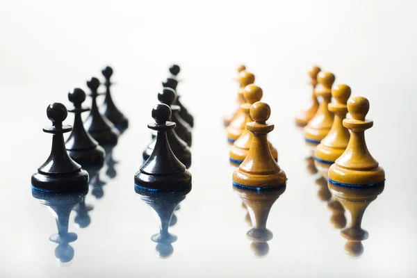 Black and white chess pawns — Stock Photo, Image