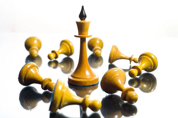 Chess the queen wins victory — Stock Photo, Image